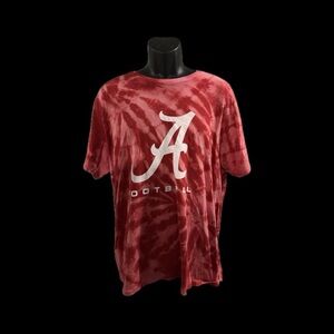 Alabama Football T-Shirt Graphic Print Short Sleeve Tie Dye Red Mens Size L